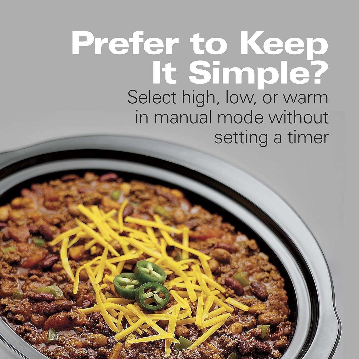 image:imageHamilton Beach 33861 Portable Programmable Slow Cooker Dishwasher Safe Crock 6 Qt FlexCook Dual Digital Timer2 Heat Settings Lid Lock for Easy Travel Silver