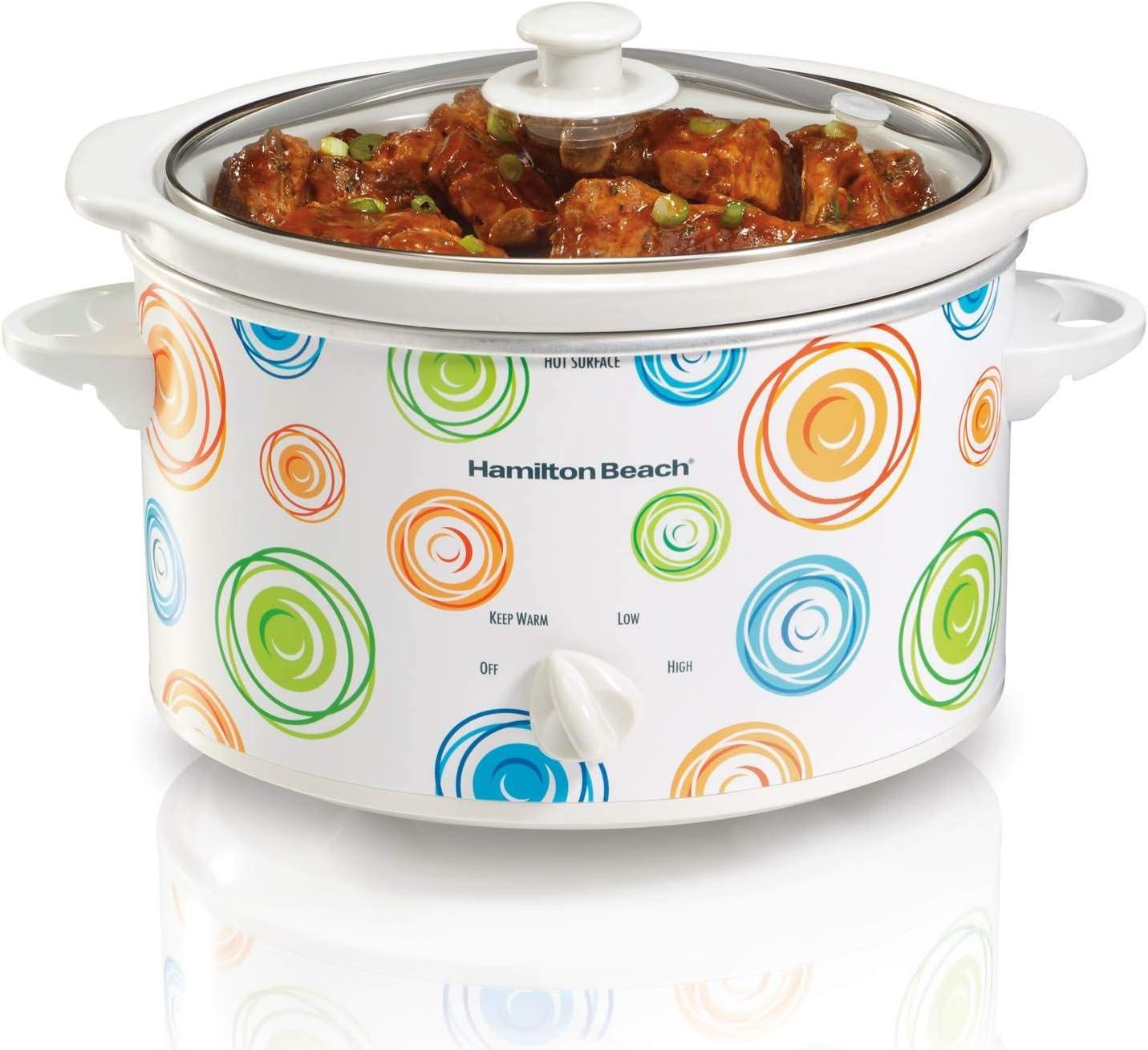 image:imageHamilton Beach 4Quart Slow Cooker with 3 Cooking Settings DishwasherSafe Stoneware Crock amp Glass Lid Brushed Gray33240Multicolor