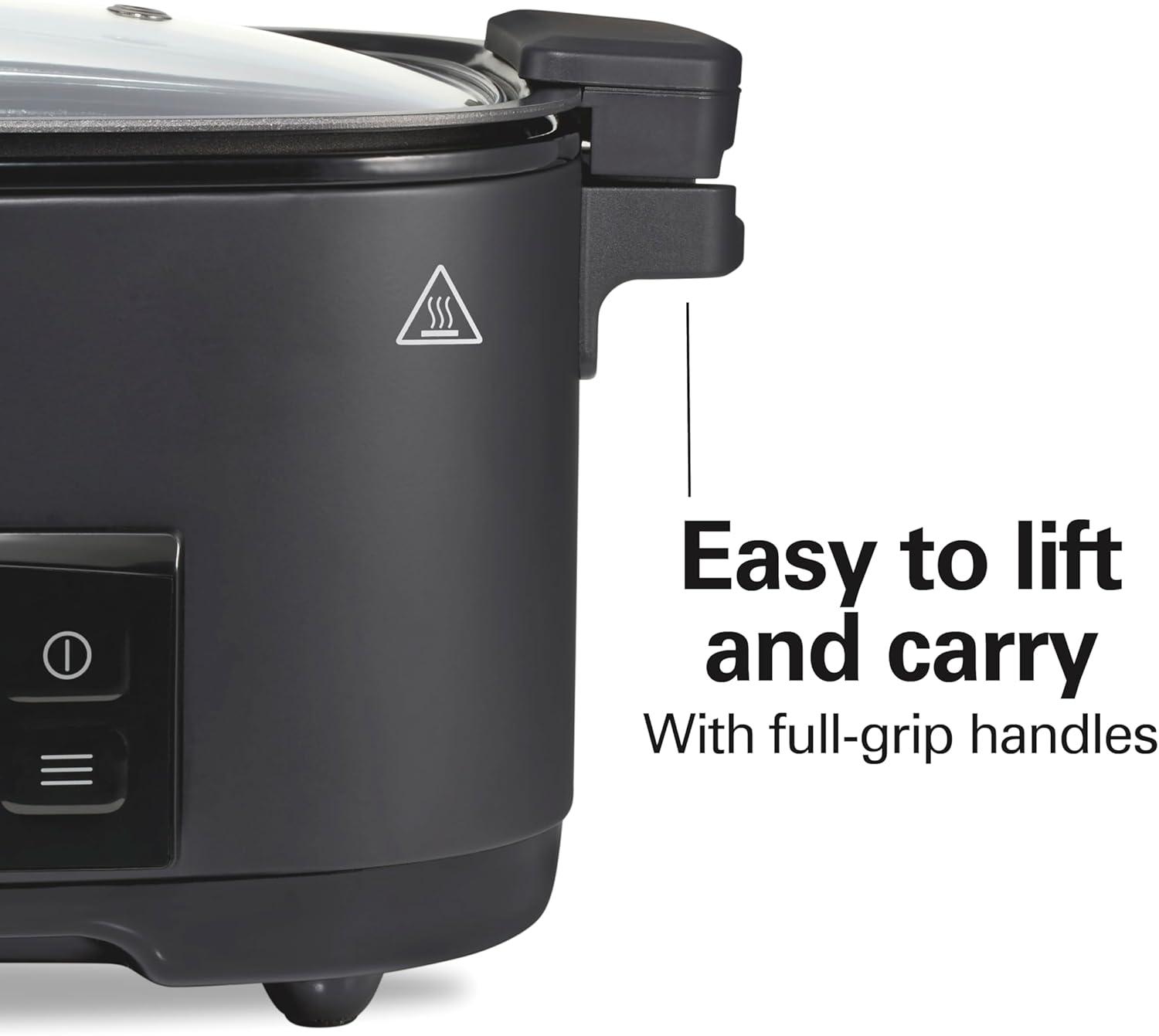 image:imageHamilton Beach 6 Quart 9in1 Programmable Slow Cooker with Sear Browning Rice Steam Saut Roast Delay Start amp Keep Warm Functions Nonstick PFASFree Dishwasher Safe Crock Black 33604