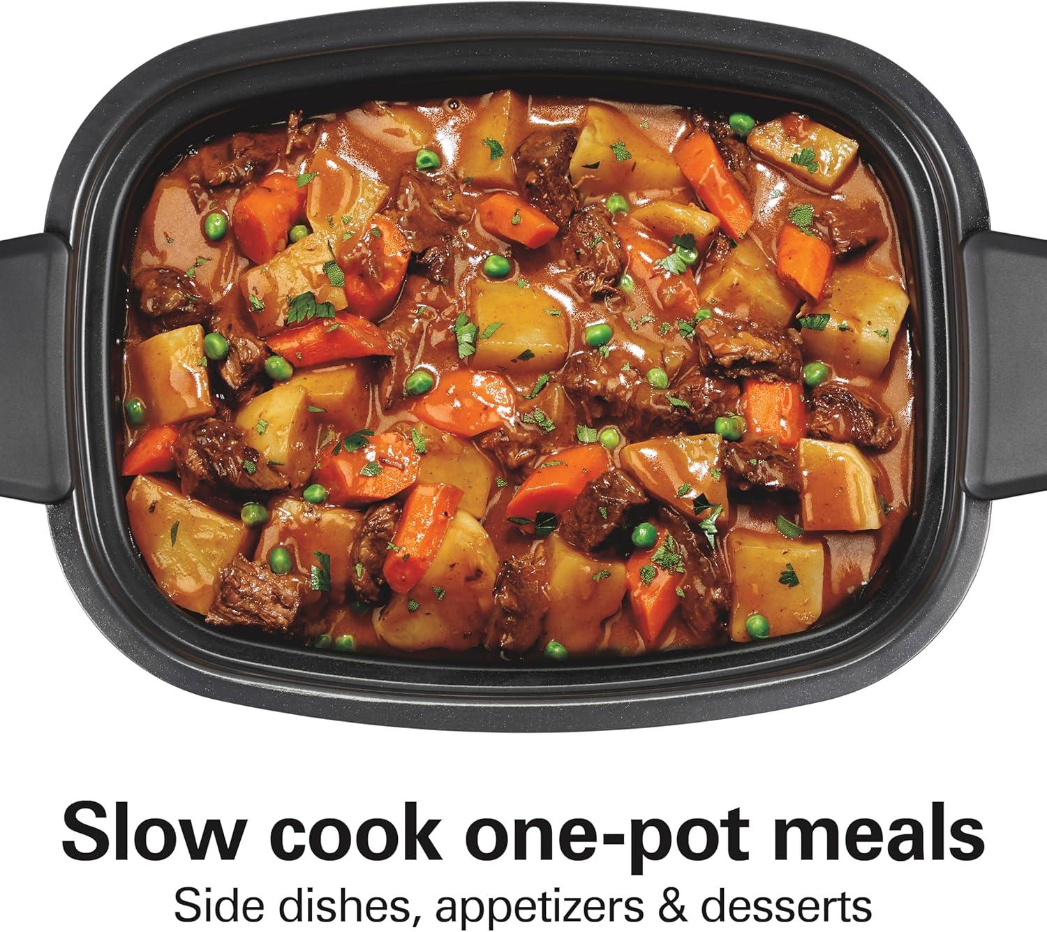 image:imageHamilton Beach 6 Quart 9in1 Programmable Slow Cooker with Sear Browning Rice Steam Saut Roast Delay Start amp Keep Warm Functions Nonstick PFASFree Dishwasher Safe Crock Black 33604