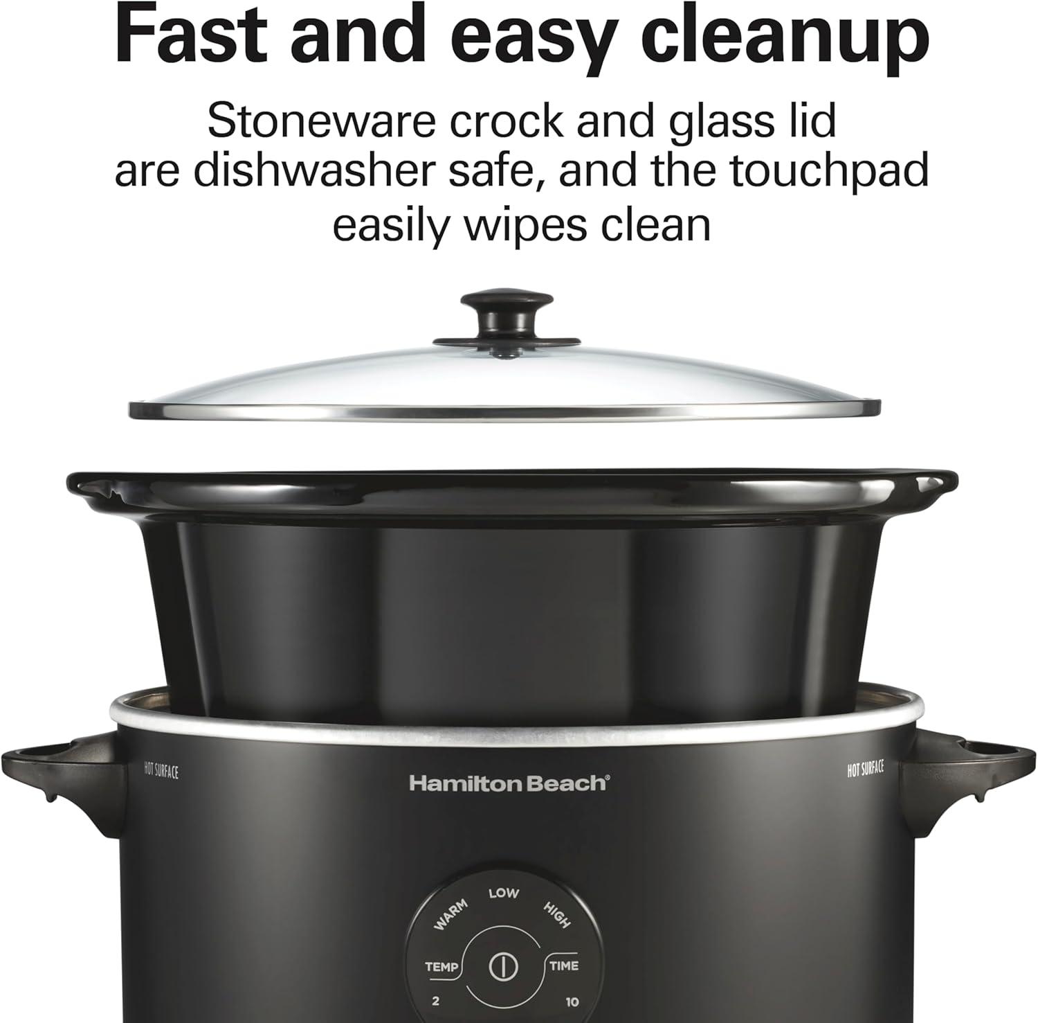 image:imageHamilton Beach 6 Quart Set amp Forget Programmable Slow Cooker 15 Cooking Options With 5 Time and 3 Heat Options Large Dishwasher Safe Stoneware Crock and Glass Black 337626 Quarts 15 Cooking Options Black