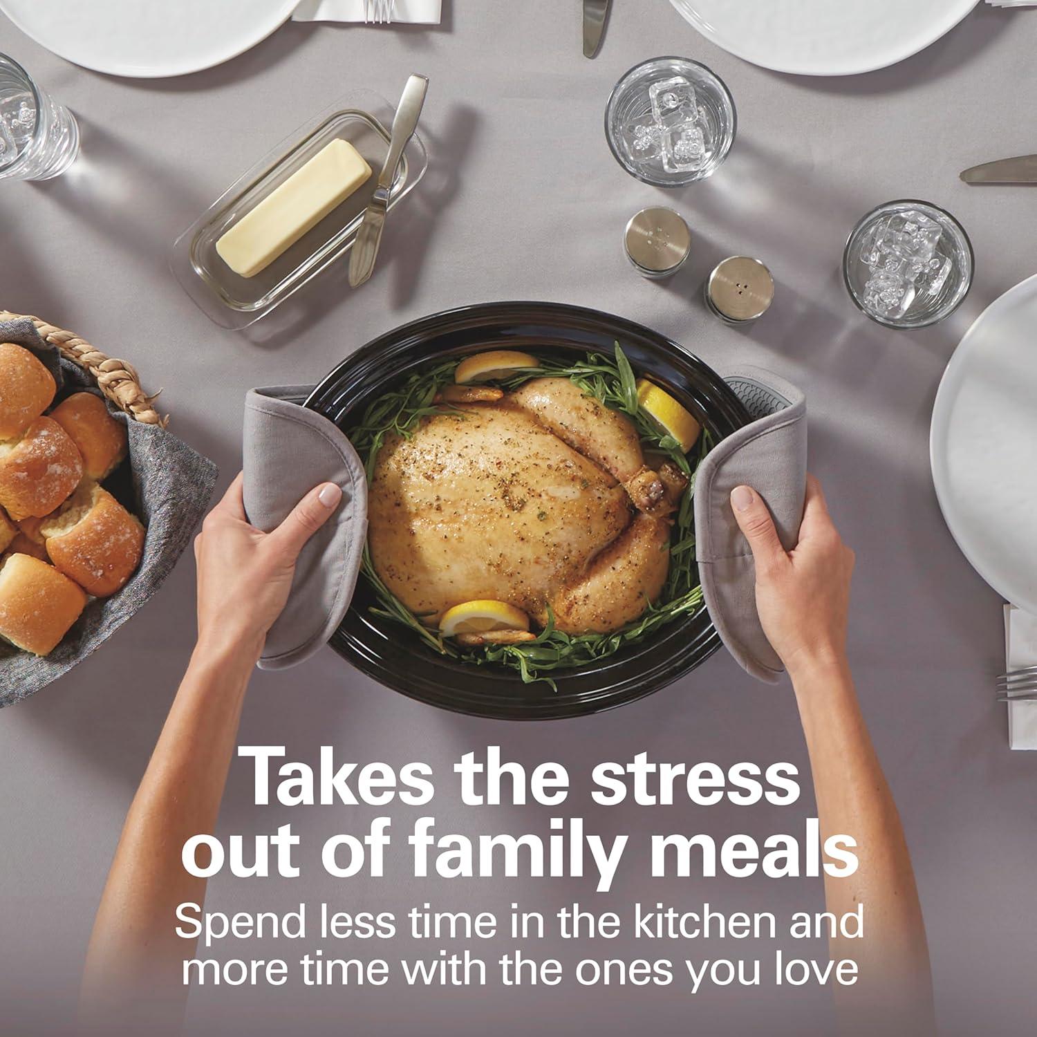 image:imageHamilton Beach 6 Quart Set amp Forget Programmable Slow Cooker 15 Cooking Options With 5 Time and 3 Heat Options Large Dishwasher Safe Stoneware Crock and Glass Black 337626 Quarts 15 Cooking Options Black