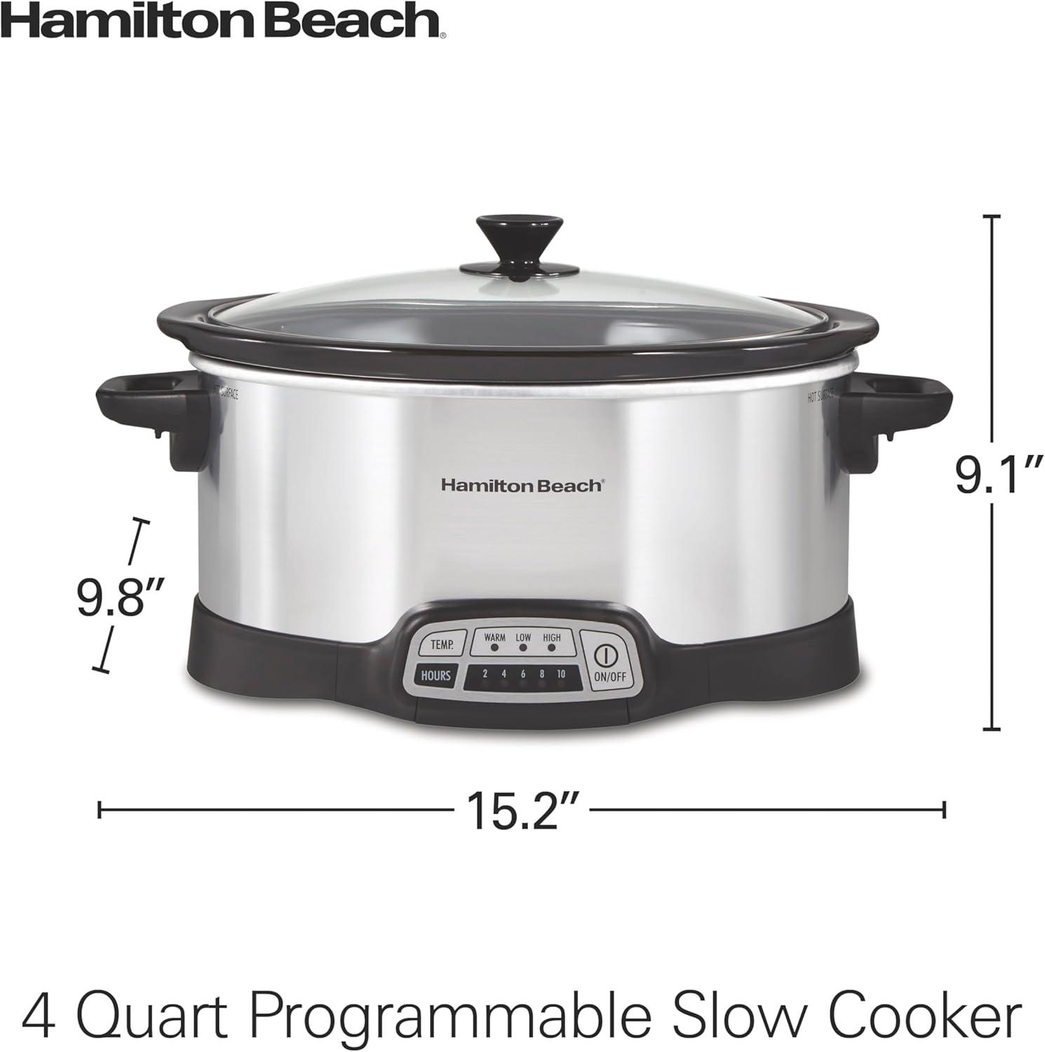 image:imageHamilton Beach 7 Quart Programmable Slow Cooker With Flexible Easy Programming 5 Cooking Times DishwasherSafe Crock amp Lid Silver 334734 Quarts