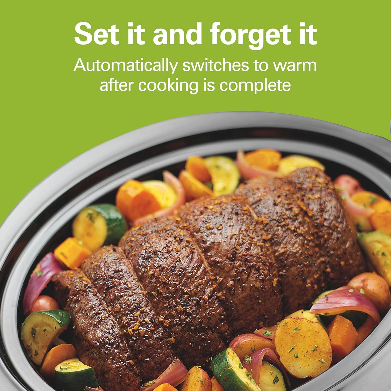 image:imageHamilton Beach 7 Quart Programmable Slow Cooker With Flexible Easy Programming 5 Cooking Times DishwasherSafe Crock amp Lid Silver 334734 Quarts
