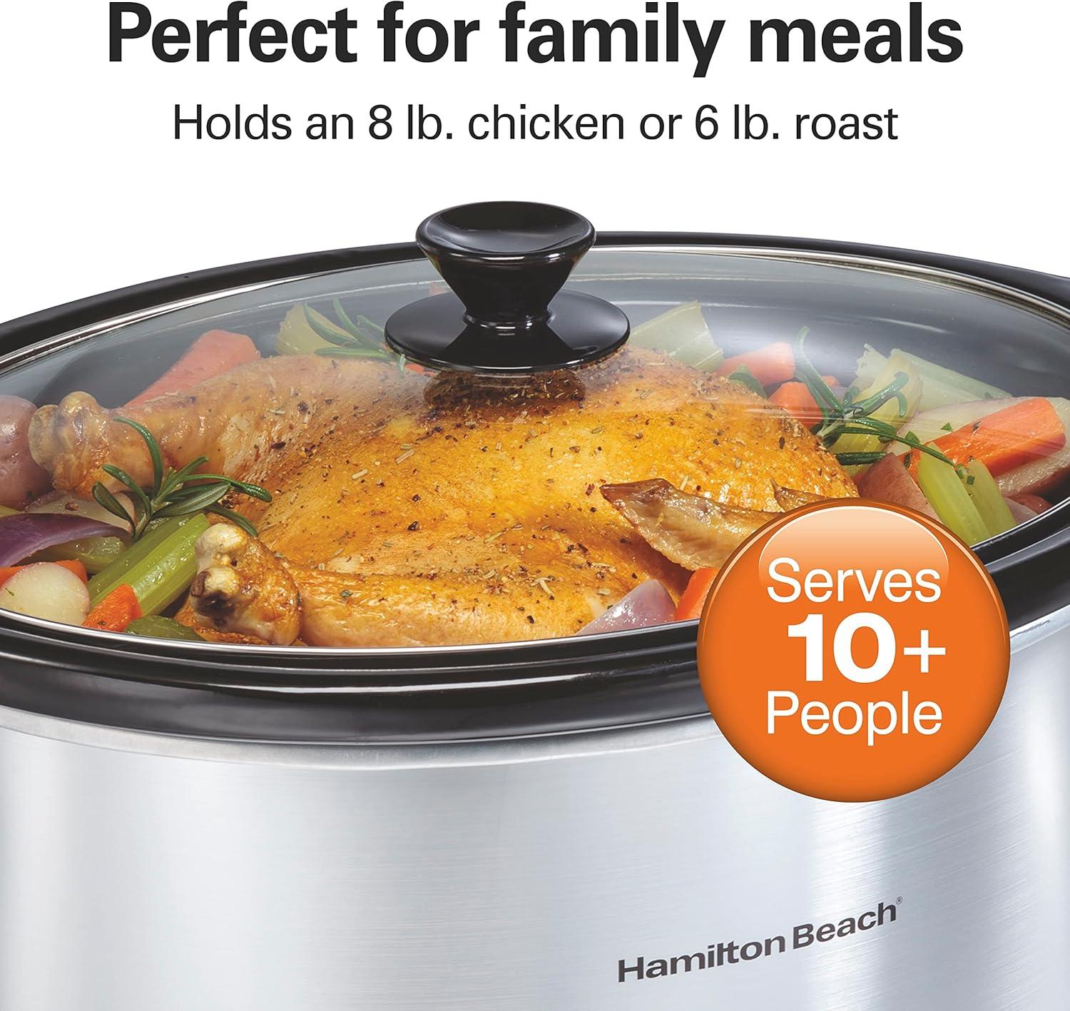 image:imageHamilton Beach 8 Quart Programmable Slow Cooker with Three Temperature Settings Dishwasher Safe Crock and Lid Silver 33480