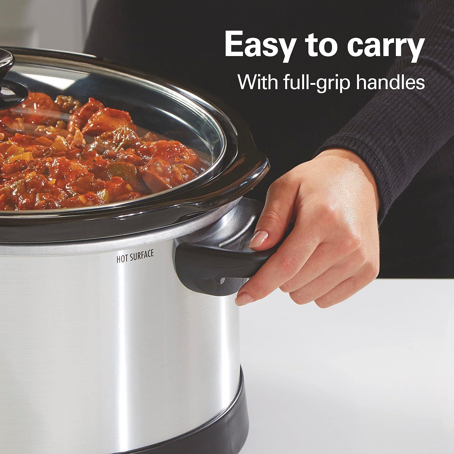 image:imageHamilton Beach 8 Quart Programmable Slow Cooker with Three Temperature Settings Dishwasher Safe Crock and Lid Silver 33480