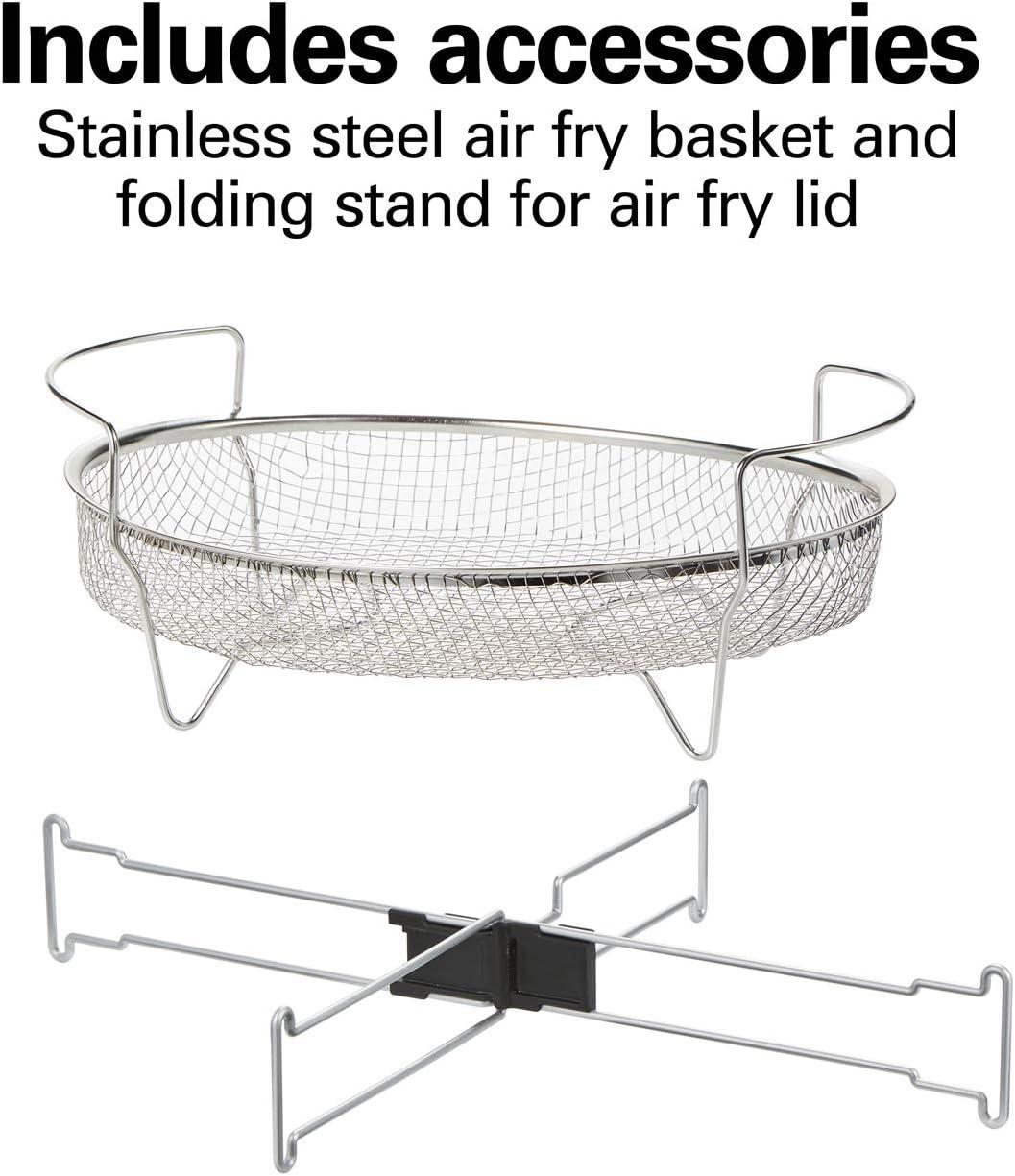 image:imageHamilton Beach Air Fryer Lid Fits 6 Quart Oval Slow Cooker Crock With Fry Basket and Tray Works with Multiple Brands 33602