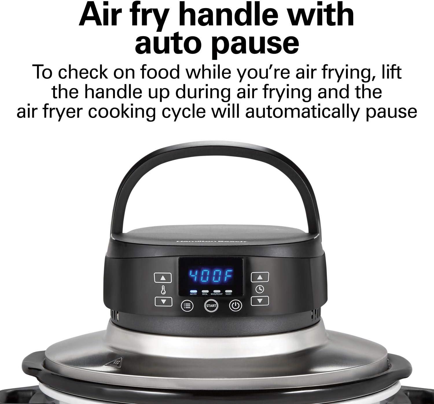 image:imageHamilton Beach Air Fryer Lid Fits 6 Quart Oval Slow Cooker Crock With Fry Basket and Tray Works with Multiple Brands 33602