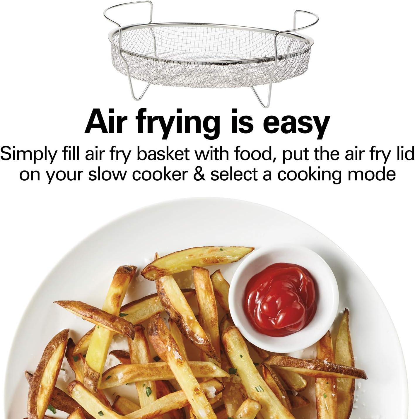 image:imageHamilton Beach Air Fryer Lid Fits 6 Quart Oval Slow Cooker Crock With Fry Basket and Tray Works with Multiple Brands 33602