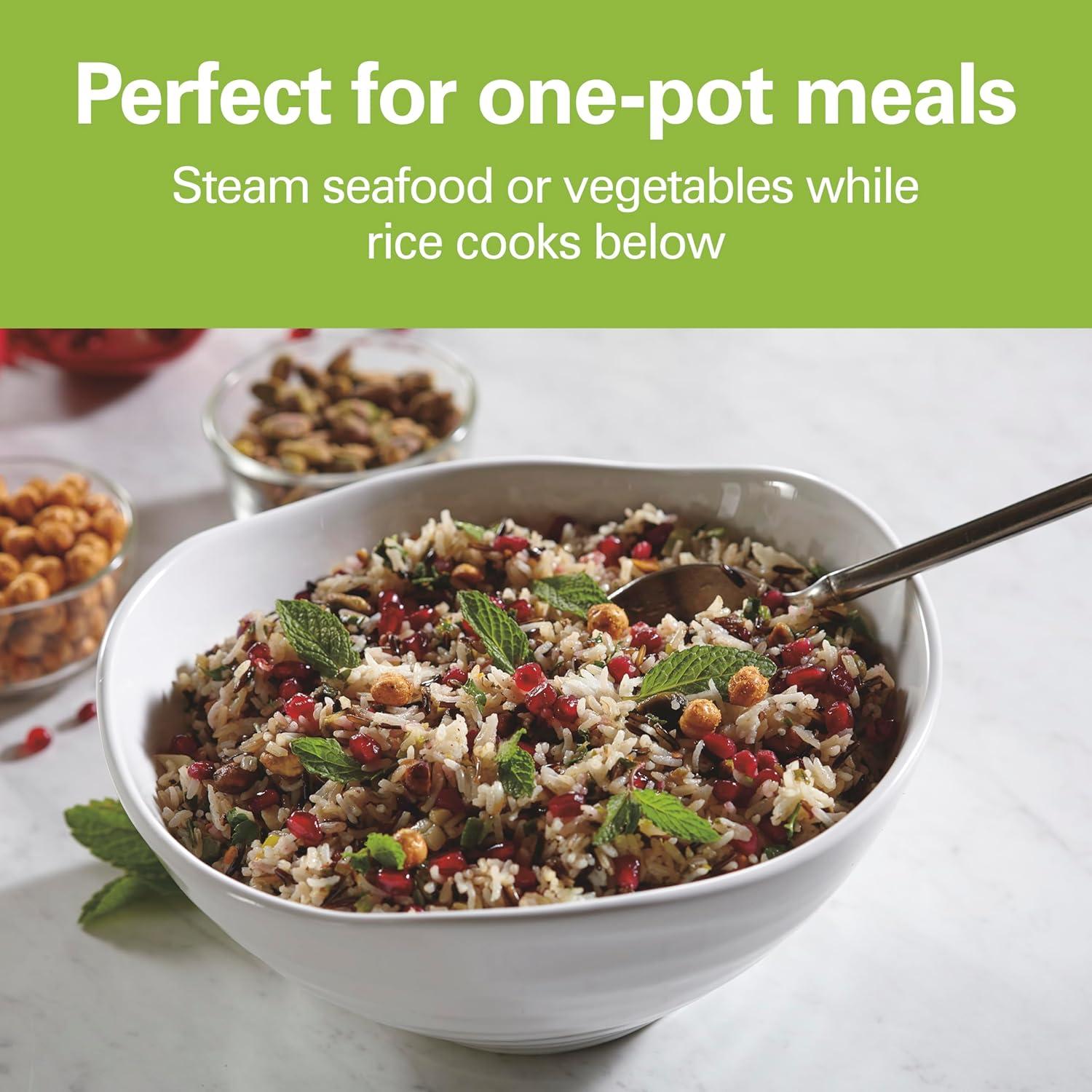 image:imageHamilton Beach Digital Programmable Rice Cooker amp Food Steamer 8 Cups Cooked 4 Uncooked With Steam amp Rinse Basket Stainless Steel 37518Stainless Steel