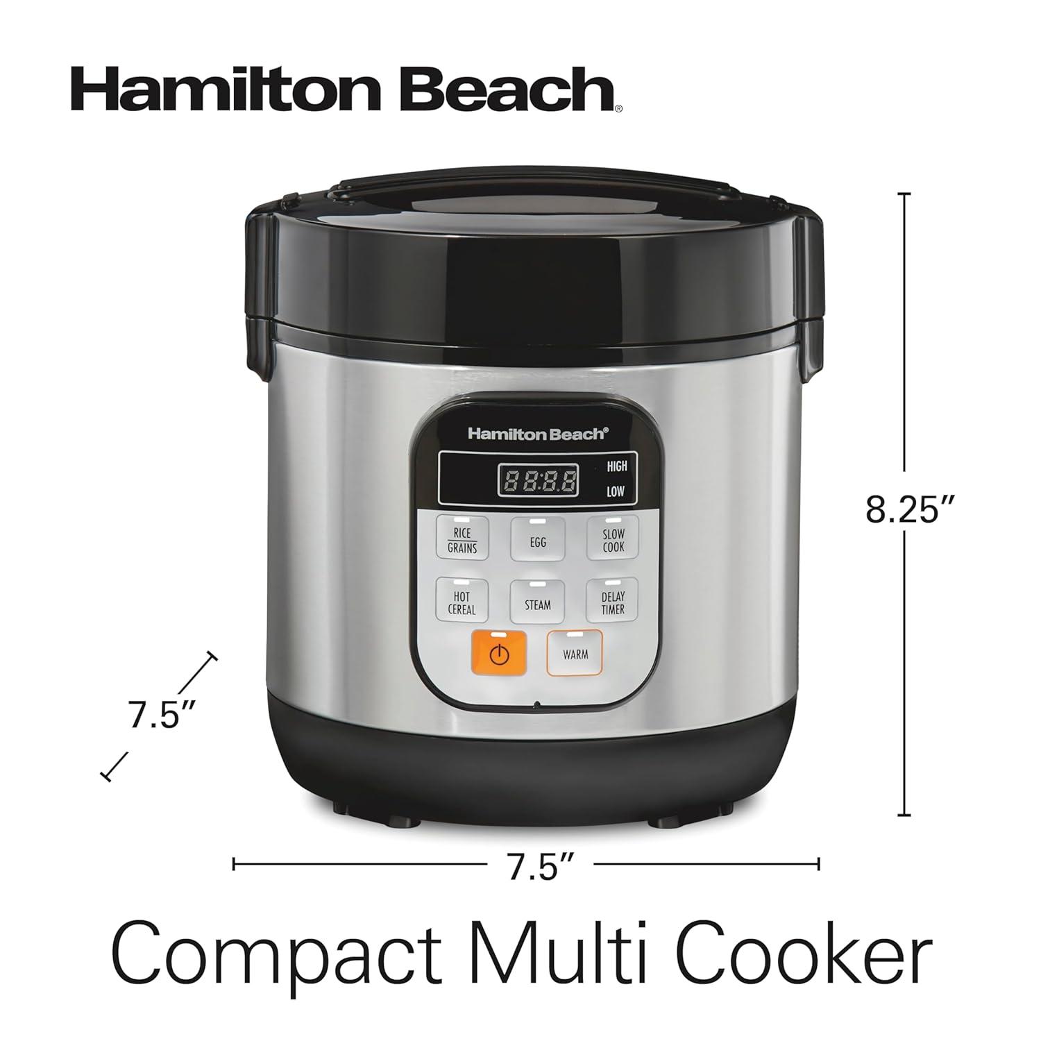 image:imageHamilton Beach Digital Programmable Rice Cooker amp Food Steamer 8 Cups Cooked 4 Uncooked With Steam amp Rinse Basket Stainless Steel 37518Stainless Steel