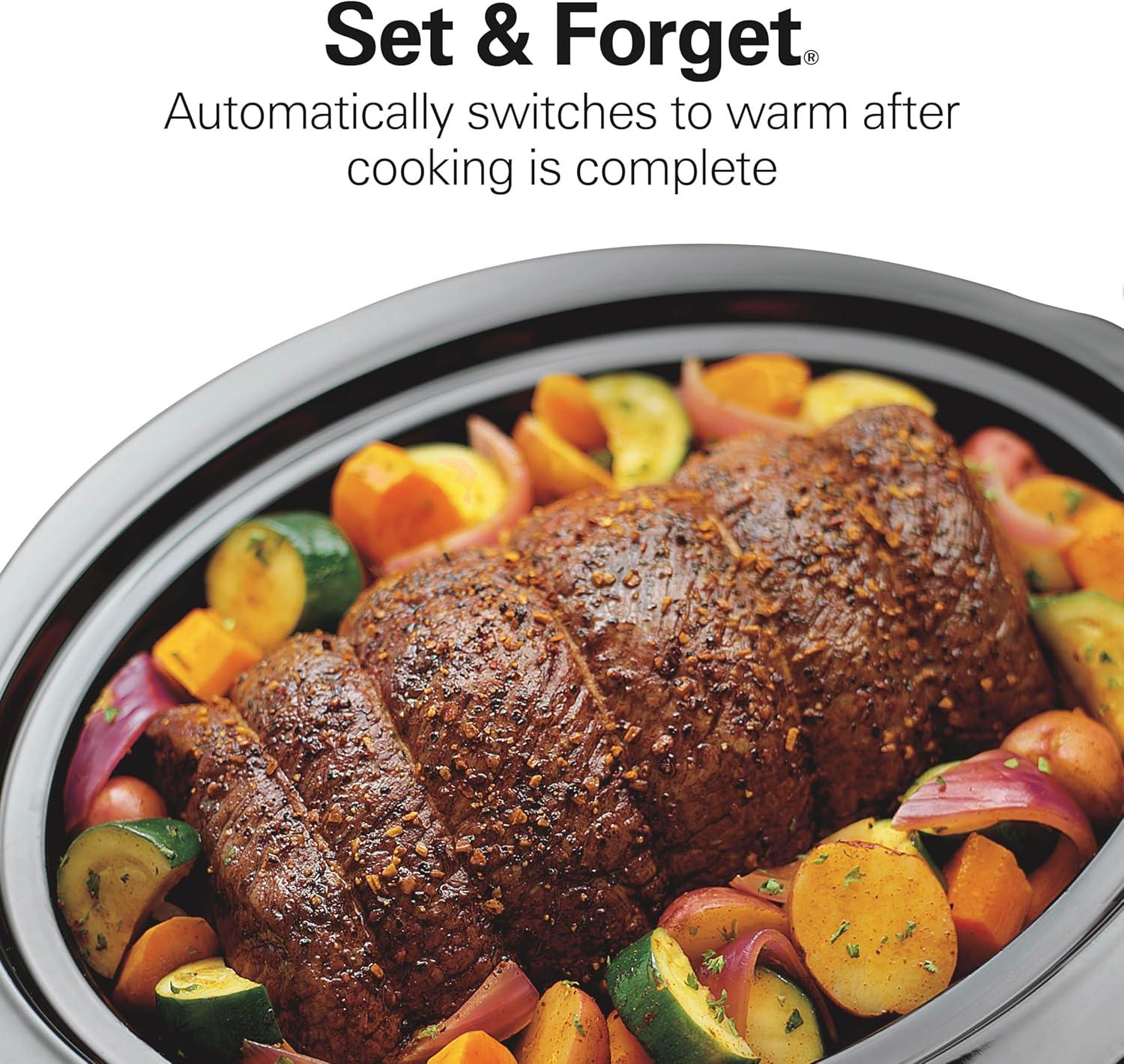 image:imageHamilton Beach Portable 7 Quart Programmable Slow Cooker with Three Temperature Settings Lid Latch Strap for Easy Travel Dishwasher Safe Crock Black 33474GLid Latch Strap for Easy Travel Black