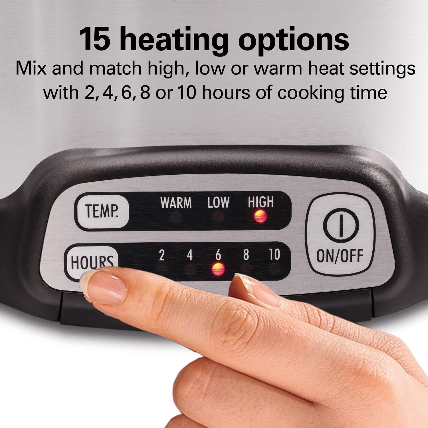 image:imageHamilton Beach Programmable Slow Cooker with 6 Quart StovetopSafe Sear amp Cook Crock amp Travel Lid Lock for Portable Transport Silver 33663StovetopSafe Sear Cook Crock Travel Lid Lock for Portable Transport