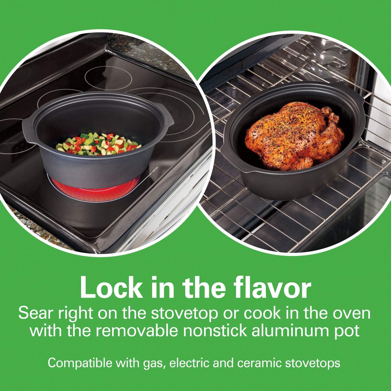 image:imageHamilton Beach Programmable Slow Cooker with 6 Quart StovetopSafe Sear amp Cook Crock amp Travel Lid Lock for Portable Transport Silver 33663StovetopSafe Sear Cook Crock Travel Lid Lock for Portable Transport