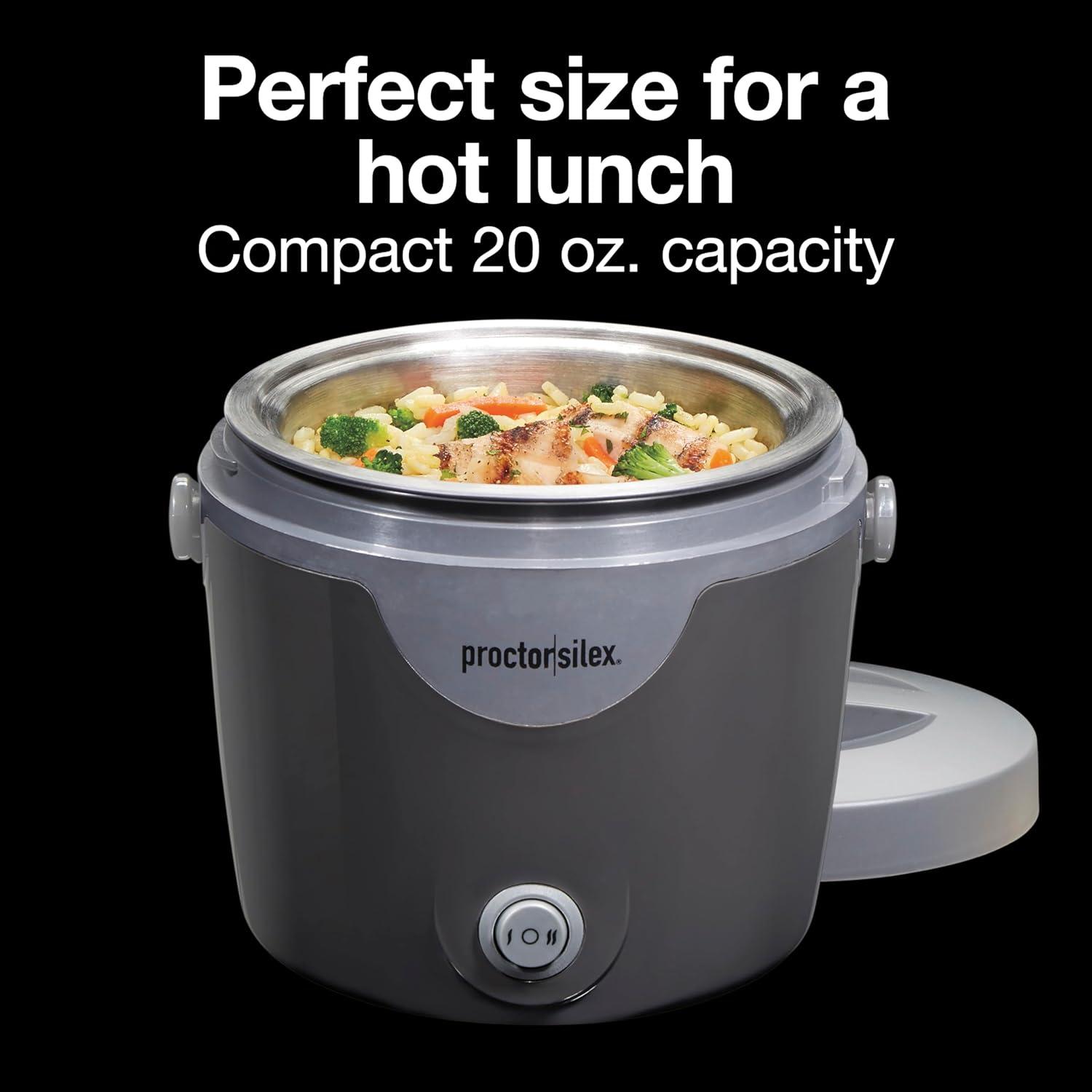 image:imageProctor Silex Portable Electric Lunch Box Food Heater and 20 oz Meal Warmer with BuiltIn Carry Handle High and Low Heat Settings 33120C