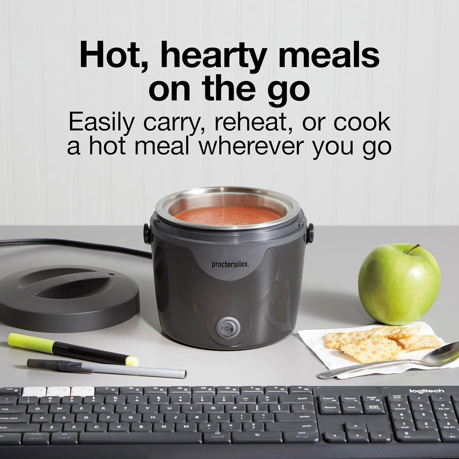 image:imageProctor Silex Portable Electric Lunch Box Food Heater and 20 oz Meal Warmer with BuiltIn Carry Handle High and Low Heat Settings 33120C