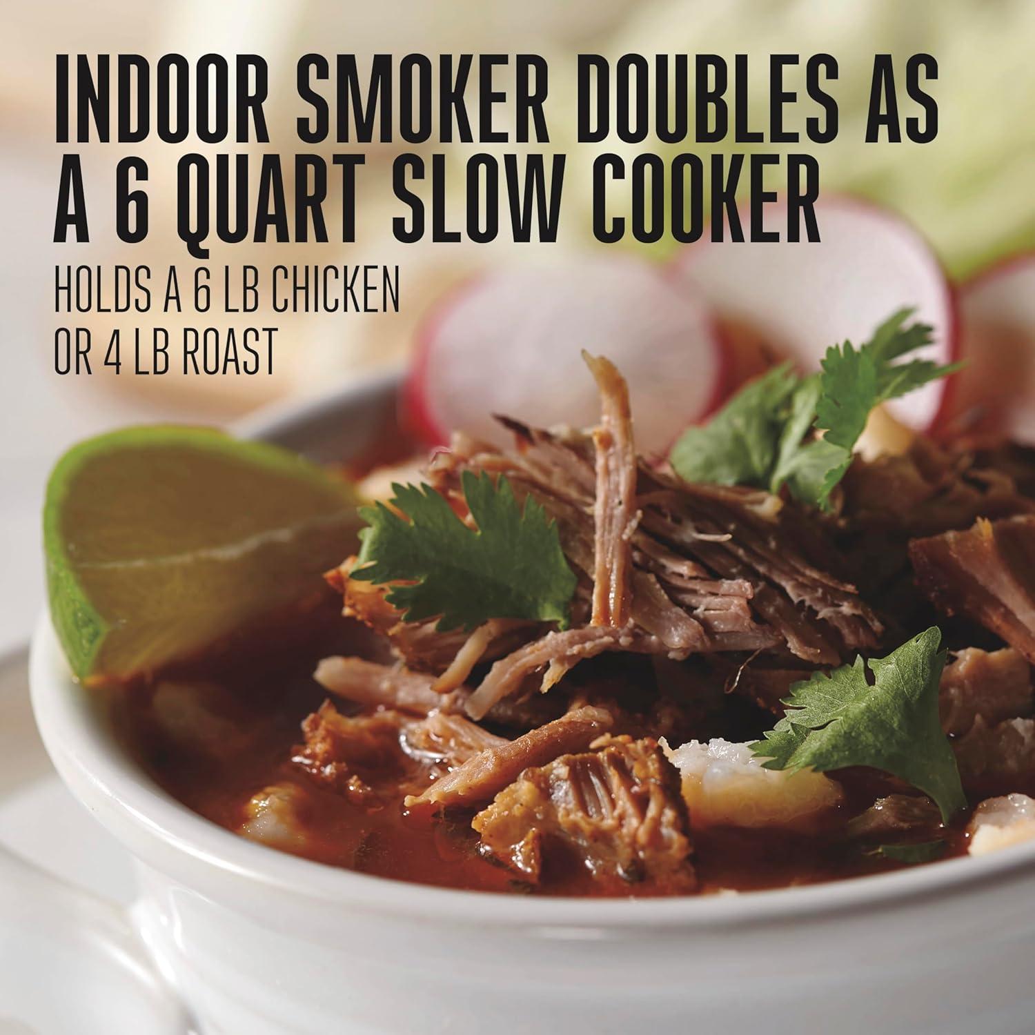 image:imageWESTON 2in1 Programmable Slow Cooker amp Electric Indoor Smoker 6 Quart 3Tier Smoking Rack for Meat Cheese and More Dishwasher Safe Crock Temperature Probe Includes 16 oz Party Dipper BlackBlack With Party Dipper