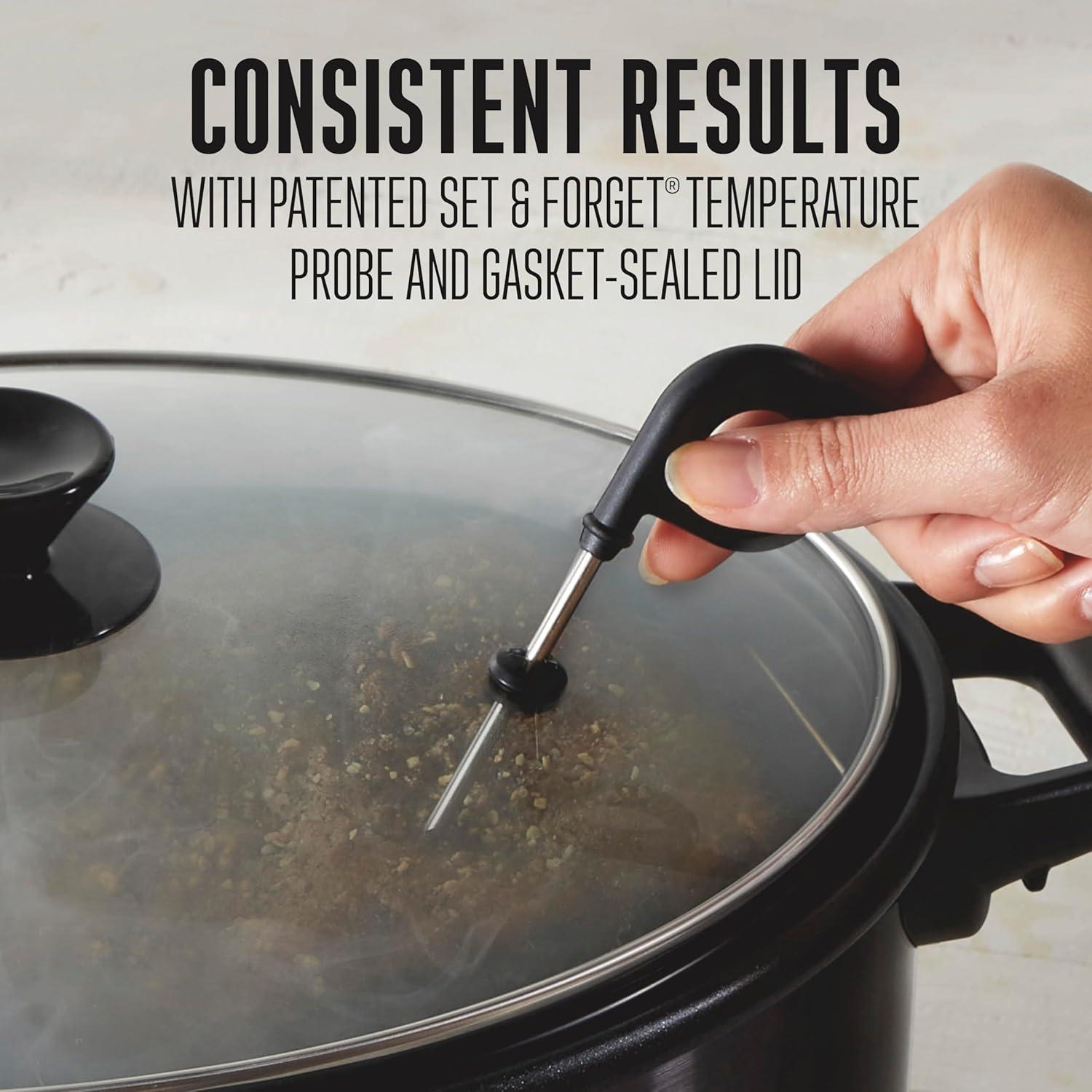 image:imageWESTON 2in1 Programmable Slow Cooker amp Electric Indoor Smoker 6 Quart 3Tier Smoking Rack for Meat Cheese and More Dishwasher Safe Crock Temperature Probe Includes 16 oz Party Dipper BlackBlack With Party Dipper