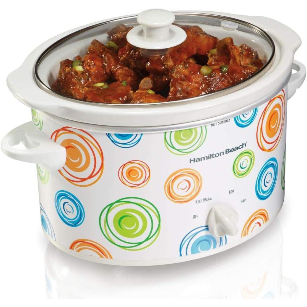 image:imageHamilton Beach 4Quart Slow Cooker with 3 Cooking Settings DishwasherSafe Stoneware Crock amp Glass Lid Brushed Gray33240Multicolor