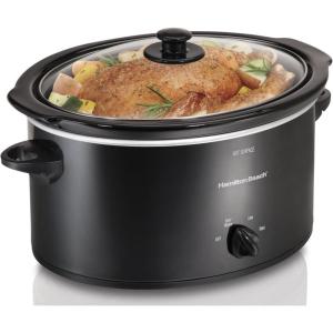 image:imageHamilton Beach 4Quart Slow Cooker with 3 Cooking Settings DishwasherSafe Stoneware Crock amp Glass Lid Brushed Gray33240Black