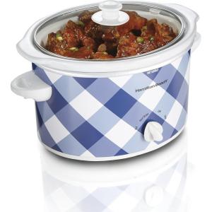 image:imageHamilton Beach 4Quart Slow Cooker with 3 Cooking Settings DishwasherSafe Stoneware Crock amp Glass Lid Brushed Gray33240Blue