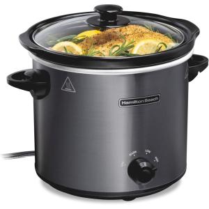 image:imageHamilton Beach 4Quart Slow Cooker with 3 Cooking Settings DishwasherSafe Stoneware Crock amp Glass Lid Brushed Gray33240Brushed Gray