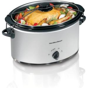 image:imageHamilton Beach 4Quart Slow Cooker with 3 Cooking Settings DishwasherSafe Stoneware Crock amp Glass Lid Brushed Gray33240Brushed Silver