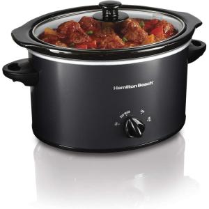 image:imageHamilton Beach 4Quart Slow Cooker with 3 Cooking Settings DishwasherSafe Stoneware Crock amp Glass Lid Brushed Gray33240Matte Black