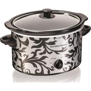 image:imageHamilton Beach 4Quart Slow Cooker with 3 Cooking Settings DishwasherSafe Stoneware Crock amp Glass Lid Brushed Gray33240Silver