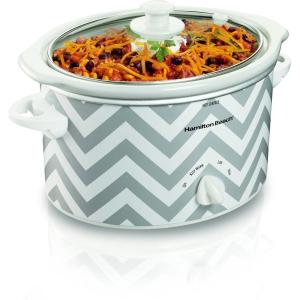 image:imageHamilton Beach 4Quart Slow Cooker with 3 Cooking Settings DishwasherSafe Stoneware Crock amp Glass Lid Brushed Gray33240WhiteGray