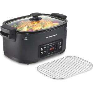 image:imageHamilton Beach 6 Quart 9in1 Programmable Slow Cooker with Sear Browning Rice Steam Saut Roast Delay Start amp Keep Warm Functions Nonstick PFASFree Dishwasher Safe Crock Black 33604