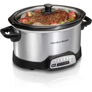 image:imageHamilton Beach 7 Quart Programmable Slow Cooker With Flexible Easy Programming 5 Cooking Times DishwasherSafe Crock amp Lid Silver 334734 Quarts