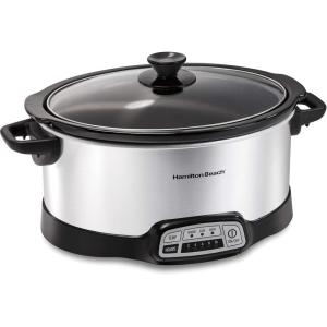 image:imageHamilton Beach 7 Quart Programmable Slow Cooker With Flexible Easy Programming 5 Cooking Times DishwasherSafe Crock amp Lid Silver 334737 Quarts