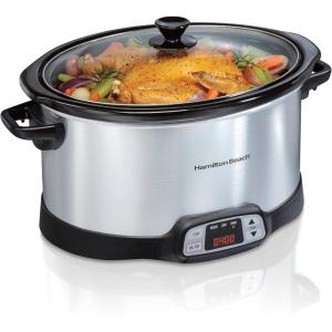 image:imageHamilton Beach 8 Quart Programmable Slow Cooker with Three Temperature Settings Dishwasher Safe Crock and Lid Silver 33480