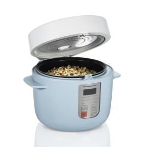 image:imageHamilton Beach Digital Programmable Rice Cooker amp Food Steamer 8 Cups Cooked 4 Uncooked With Steam amp Rinse Basket Stainless Steel 37518Blue