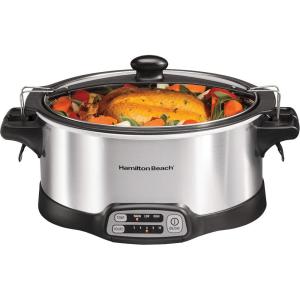 image:imageHamilton Beach Programmable Slow Cooker with 6 Quart StovetopSafe Sear amp Cook Crock amp Travel Lid Lock for Portable Transport Silver 33663StovetopSafe Sear  Cook Crock  Travel Lid Lock for Portable Transport