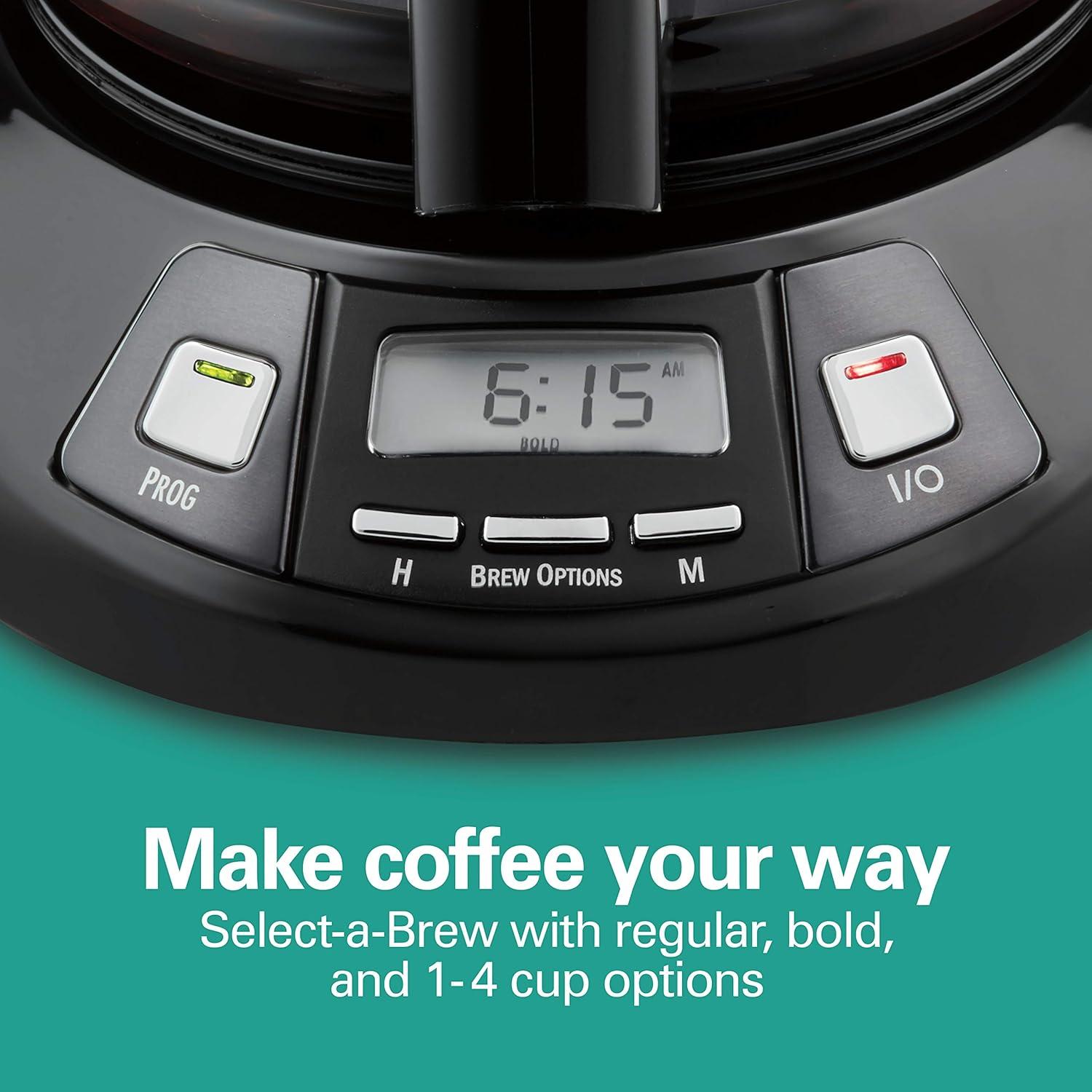 image:imageHamilton Beach 12 Cup Programmable Drip Coffee Maker Machine Regular amp Bold Brew Options Auto Pause and Pour Glass Carafe Black Stainless 46293JBlack Stainless