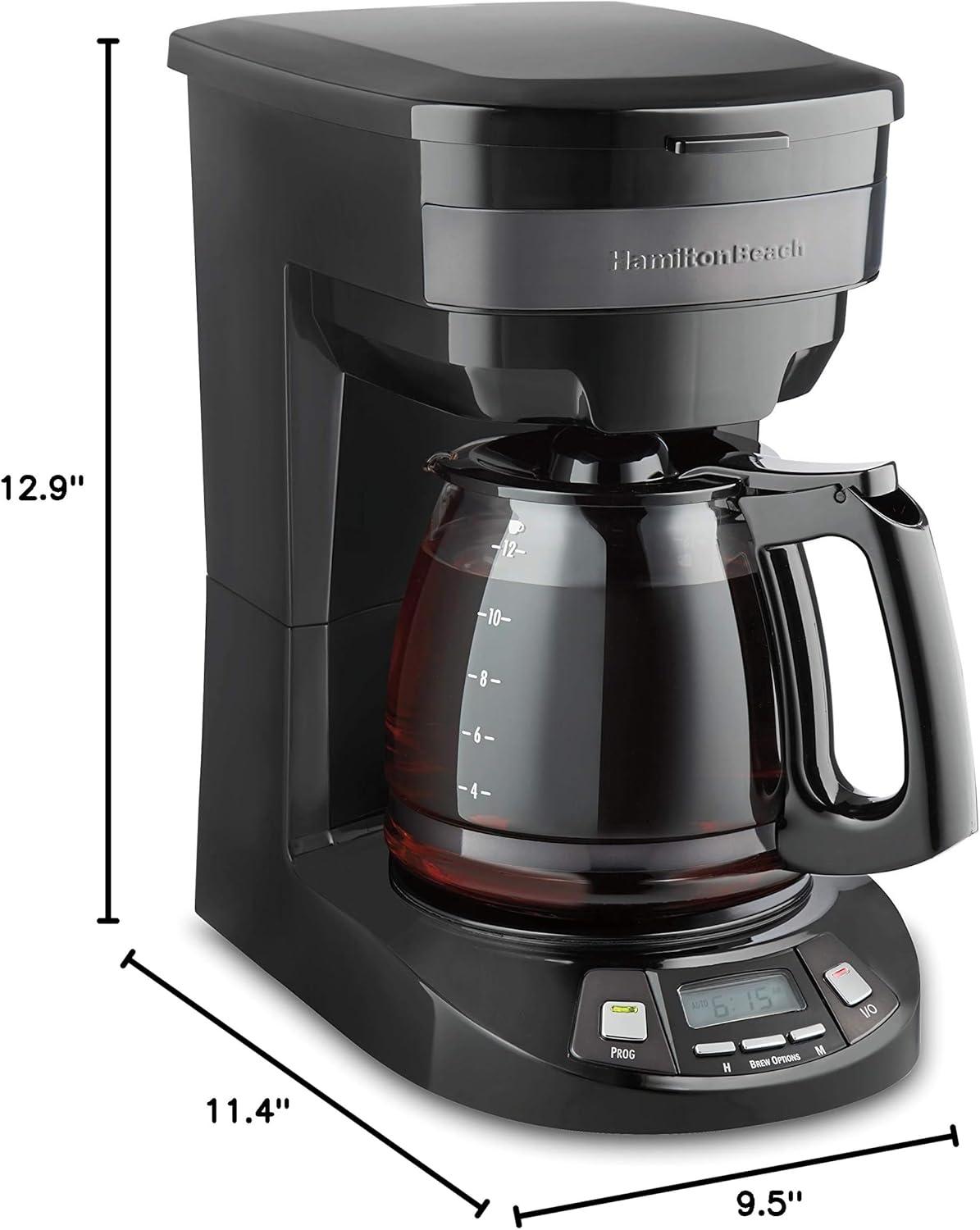 image:imageHamilton Beach 12 Cup Programmable Drip Coffee Maker Machine Regular amp Bold Brew Options Auto Pause and Pour Glass Carafe Black Stainless 46293JBlack Stainless