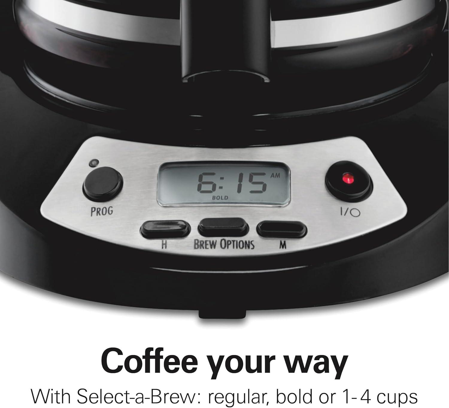 image:imageHamilton Beach 12 Cup Programmable Drip Coffee Maker Machine Regular amp Bold Brew Options Auto Pause and Pour Glass Carafe Black Stainless 46293JBlack with Stainless Accents