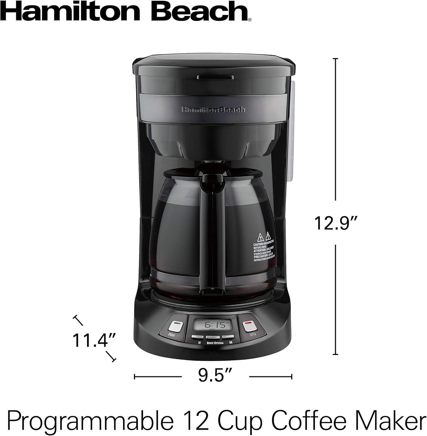 image:imageHamilton Beach 12 Cup Programmable Drip Coffee Maker Machine Regular amp Bold Brew Options Auto Pause and Pour Glass Carafe Black Stainless 46293JBlack Stainless