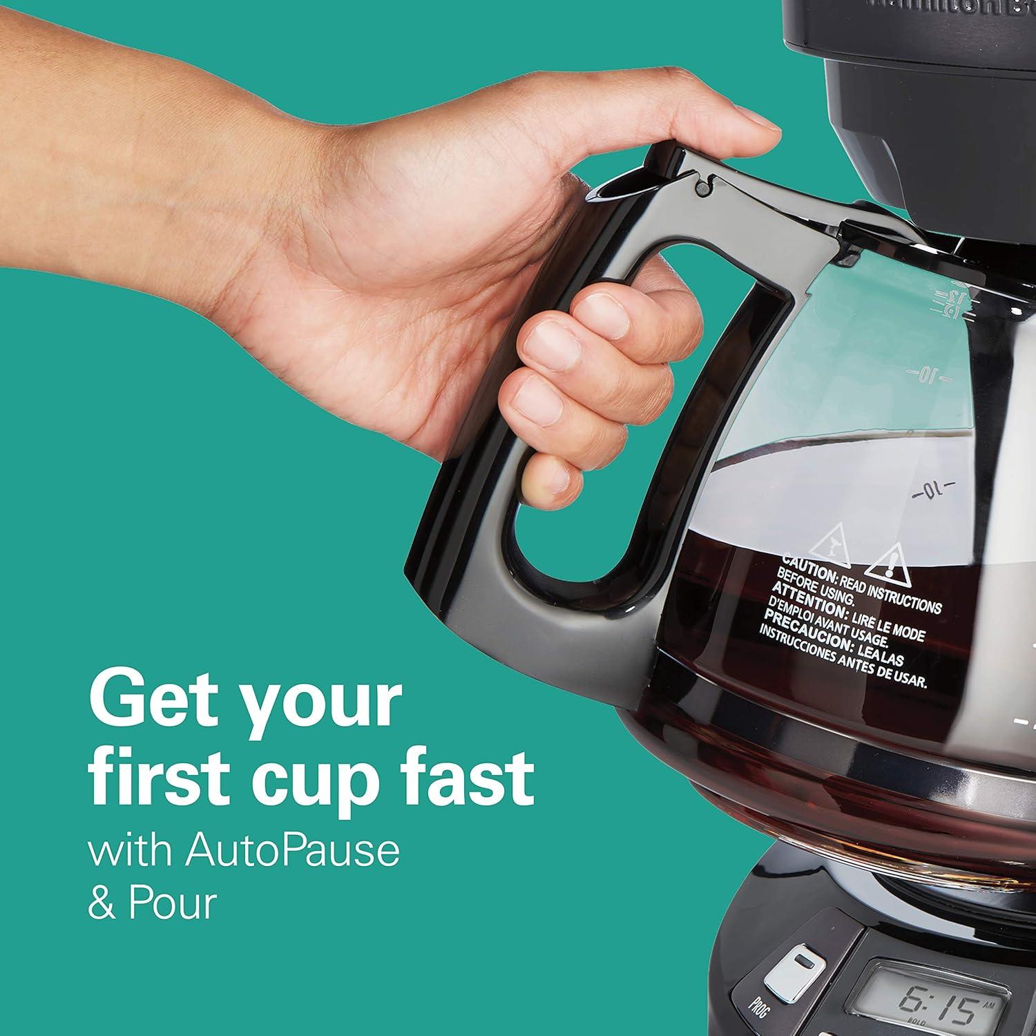 image:imageHamilton Beach 12 Cup Programmable Drip Coffee Maker Machine Regular amp Bold Brew Options Auto Pause and Pour Glass Carafe Black Stainless 46293JBlack Stainless