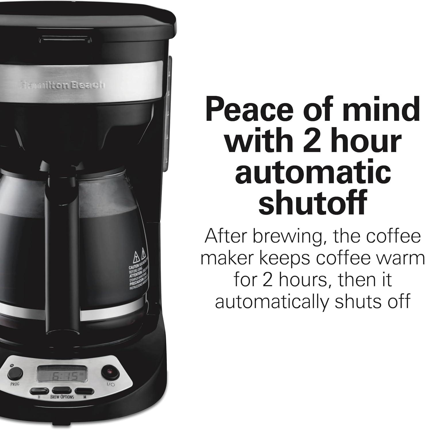 image:imageHamilton Beach 12 Cup Programmable Drip Coffee Maker Machine Regular amp Bold Brew Options Auto Pause and Pour Glass Carafe Black Stainless 46293JBlack with Stainless Accents