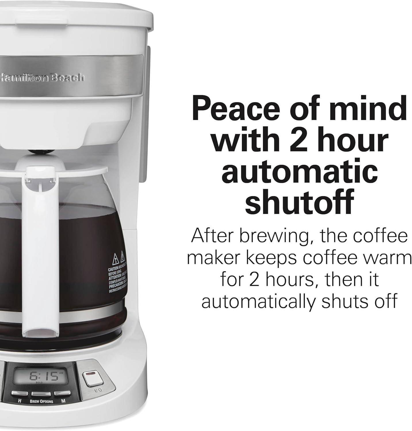 image:imageHamilton Beach 12 Cup Programmable Drip Coffee Maker Machine Regular amp Bold Brew Options Auto Pause and Pour Glass Carafe Black Stainless 46293JWhite