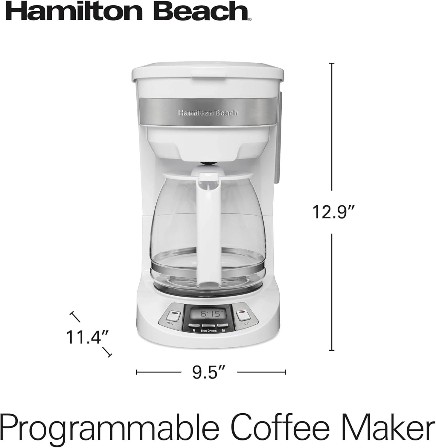 image:imageHamilton Beach 12 Cup Programmable Drip Coffee Maker Machine Regular amp Bold Brew Options Auto Pause and Pour Glass Carafe Black Stainless 46293JWhite
