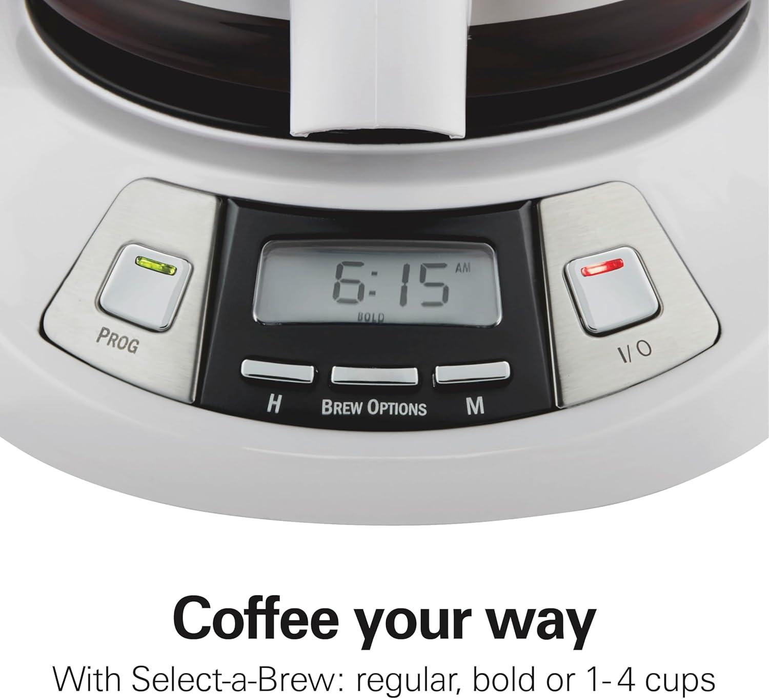 image:imageHamilton Beach 12 Cup Programmable Drip Coffee Maker Machine Regular amp Bold Brew Options Auto Pause and Pour Glass Carafe Black Stainless 46293JWhite