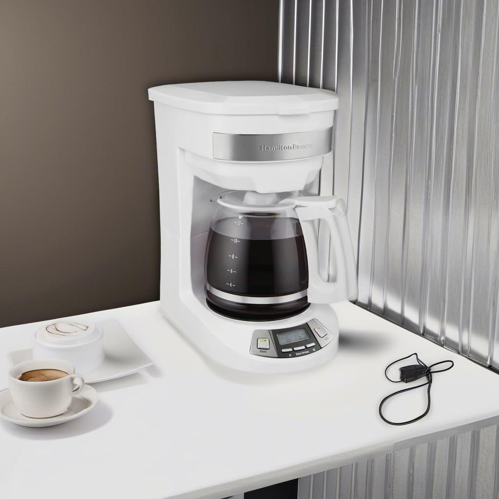 image:imageHamilton Beach 12 Cup Programmable Drip Coffee Maker Machine Regular amp Bold Brew Options Auto Pause and Pour Glass Carafe Black Stainless 46293JWhite