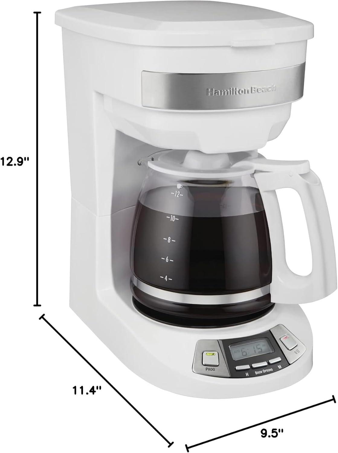 image:imageHamilton Beach 12 Cup Programmable Drip Coffee Maker Machine Regular amp Bold Brew Options Auto Pause and Pour Glass Carafe Black Stainless 46293JWhite