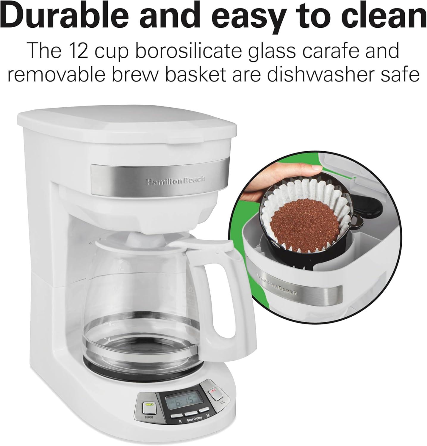 image:imageHamilton Beach 12 Cup Programmable Drip Coffee Maker Machine Regular amp Bold Brew Options Auto Pause and Pour Glass Carafe Black Stainless 46293JWhite