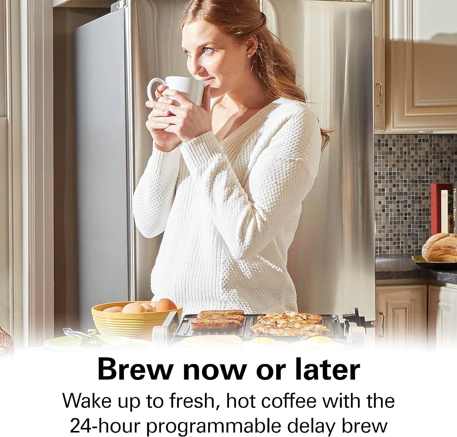 image:imageHamilton Beach 14 Cup Programmable Coffee Maker with Easy Measure Light Up Reusable Filter Removable 70 Oz Water Reservoir Black and Stainless Steel
