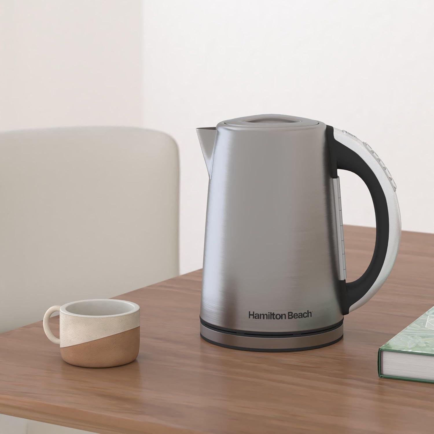 image:imageHamilton Beach 17 Liter Temperature Control Electric Kettle Water Boiler amp Heater Fast Boiling 1500 Watts BPA Free Cordless AutoShutoff and BoilDry Protection Stainless Steel 41020R18 Quarts